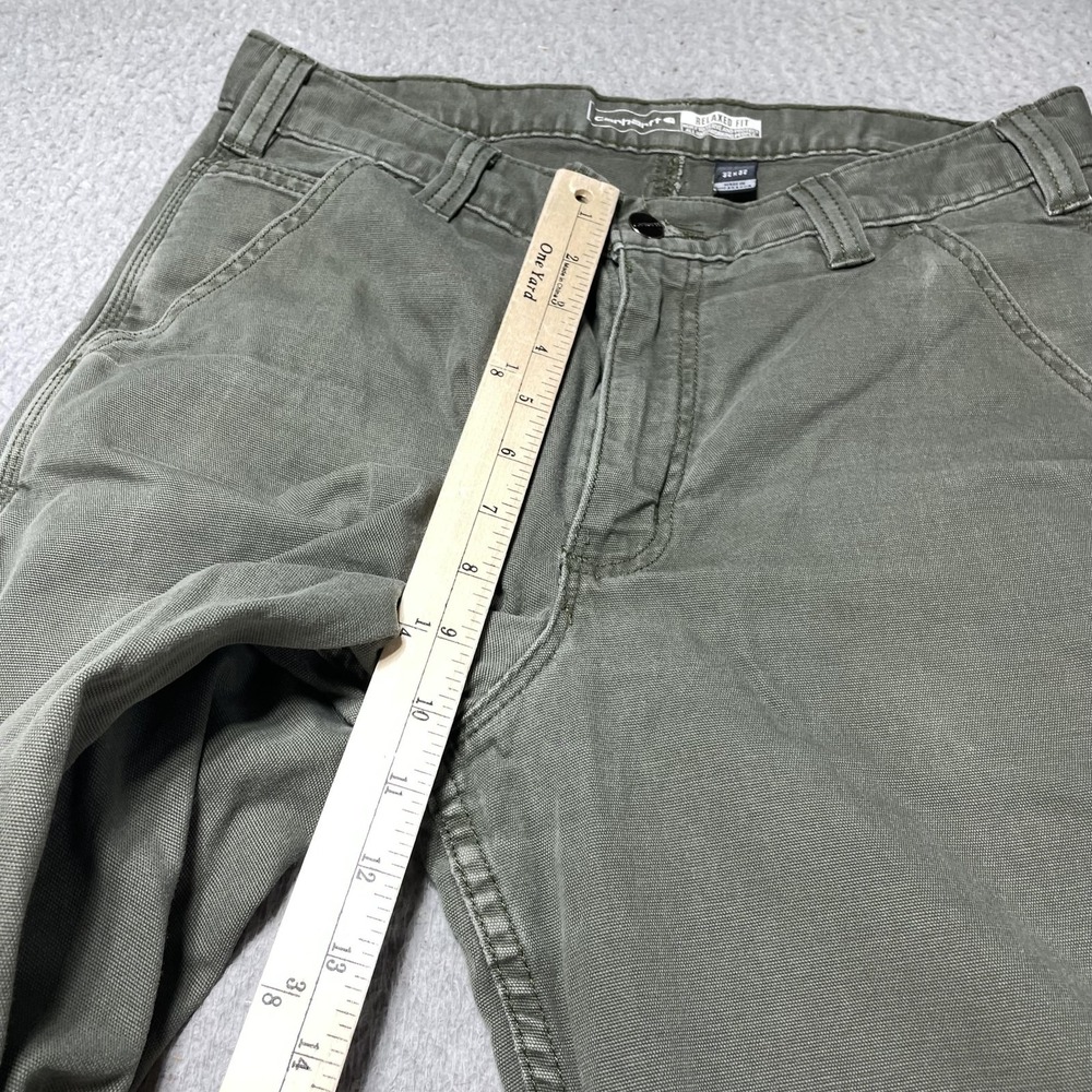 Carhartt Pants Mens 32x32 Green Rugged Flex Relaxed Canvas Carpenter Workwear - Picture 4 of 10